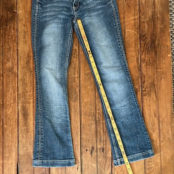 Women’s Anthropologie Antik Denim embroidered low rise flare leg jeans size 25 - Picture 4 of 9